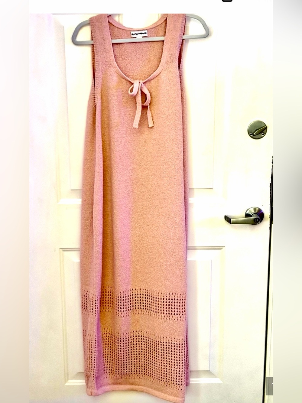 Ava & Viv Blush Pink Tie-Front Knit Tank Dress NWT